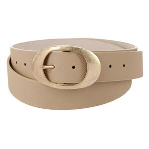 CTM Women's Plus Size Synthetic Leather Belt with Oval Buckle